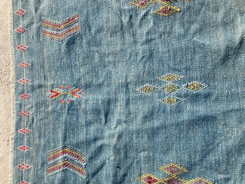 Vintage Traditional Handmade Lovely Moroccan Kilim Floor Rug Carpet 192x112 cm gallery