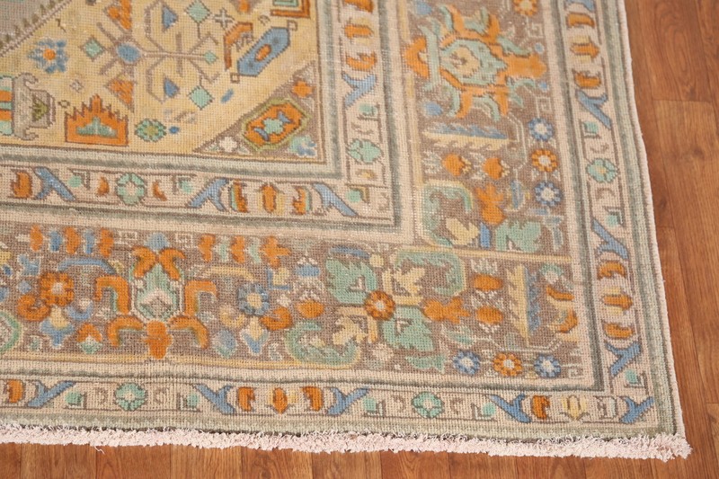 Light Brown Over-dyed Geometric Wool Hand-made Vintage Living Room Rug 8x11 gallery