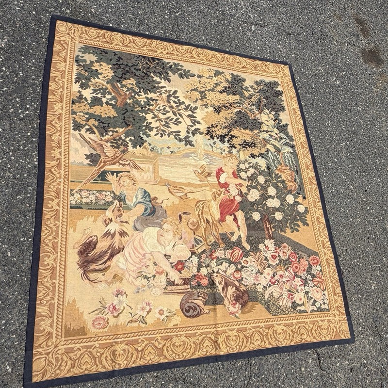 WALL HANGING FRENCH OR BELGIUM DESIGN TAPESTRY WOVEN EUROPEAN RUG gallery