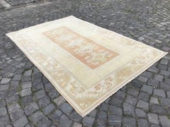 Turkish Antique rug Bohemian Area rug Oushak rug Vintage Rug Handmade Wool rug