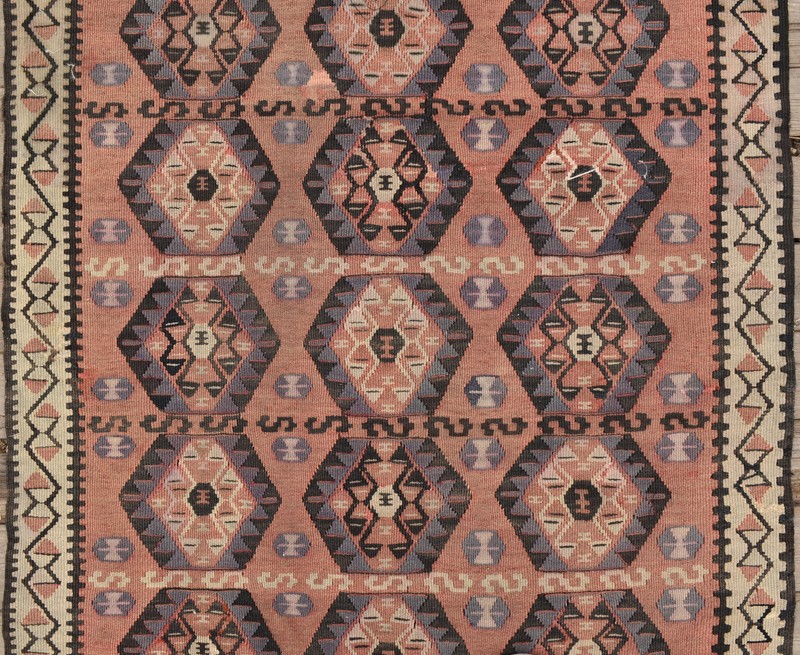 Turkish Rug 32''x99'' Handwoven Van Kilim 83x254cm Wool Vintage Tribal Area Rug gallery
