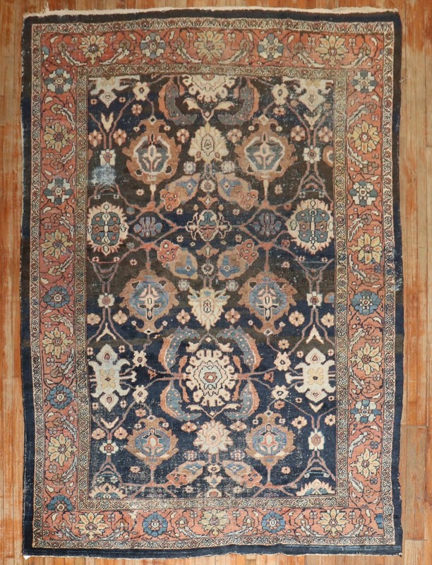 Antique Distressed Mahal Sultanabad Rug 7'3''x10' gallery