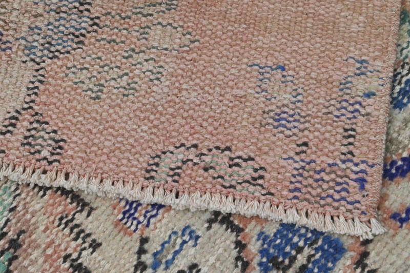 Vintage Turkish Runner Rug 2x7ft Wool Anatolian Handmade Hallway Oushak PEACH gallery