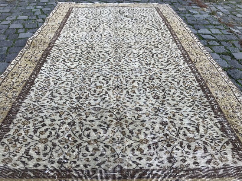 Bohemian Area Rug Handmade Wool Rug Turkish Vintage Traditional Rug 4,4 x 7,7 ft gallery