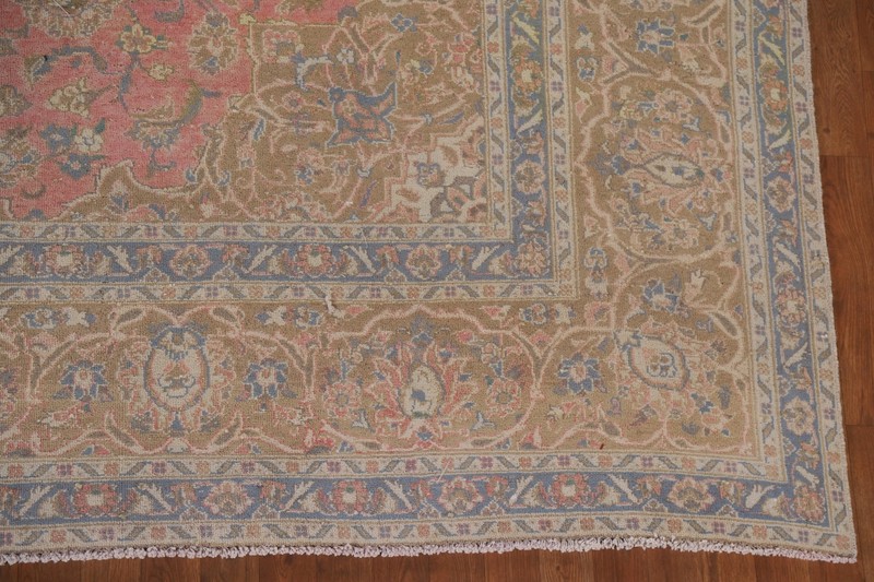 Pink Floral Traditional Semi-antique Living Room Rug 10x13 Handmade Wool Carpet gallery