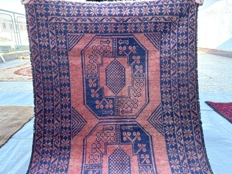 1930s Terracotta Turkmen Bokhara Rug 3x5 Traditional Afghan Faded Persian Carpet gallery