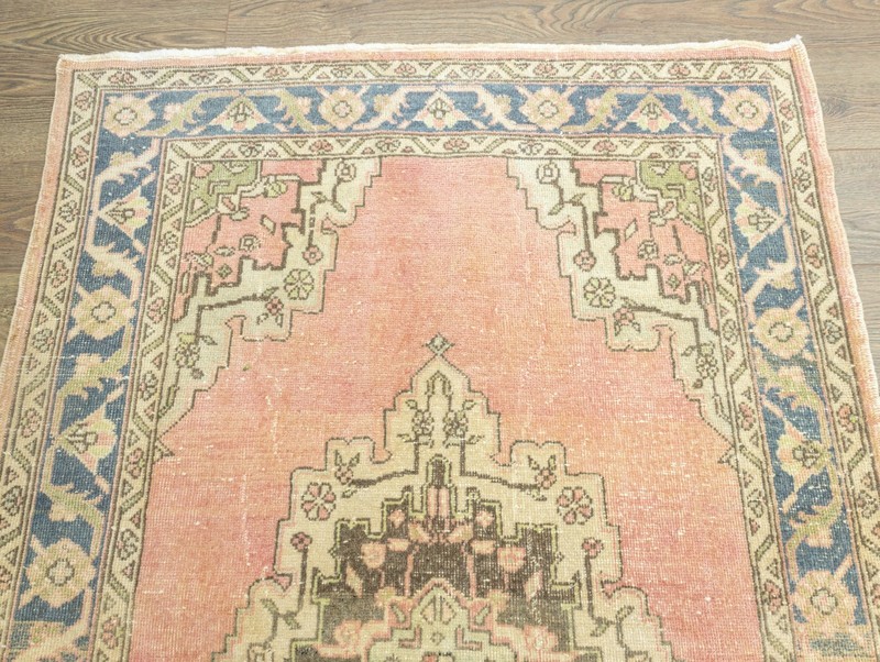 Vintage Turkish Handwoven Oushak Area Rug 3.11x5.11 ft Rose Sage – Cottage Decor gallery