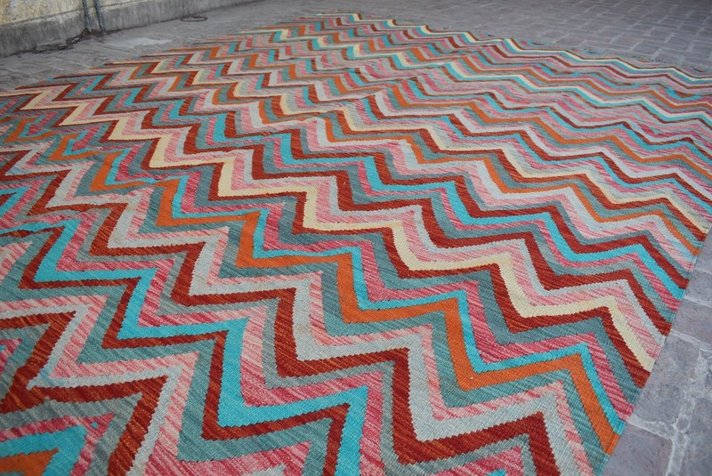 8'7 x 11'9 Handmade vintage afghan tribal khotrang wool kilim rug, 9x12 area rug gallery