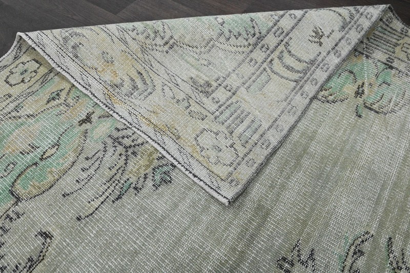 Oushak Turkish Vintage Rug 5x9 Kilim Rug Anatolian Handmade Boho Decor GREEN gallery