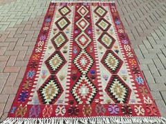 Turkish Vintage Rug Handmade Floor Carpet Tribal Nomad Wool Large Kilim 56″x101″