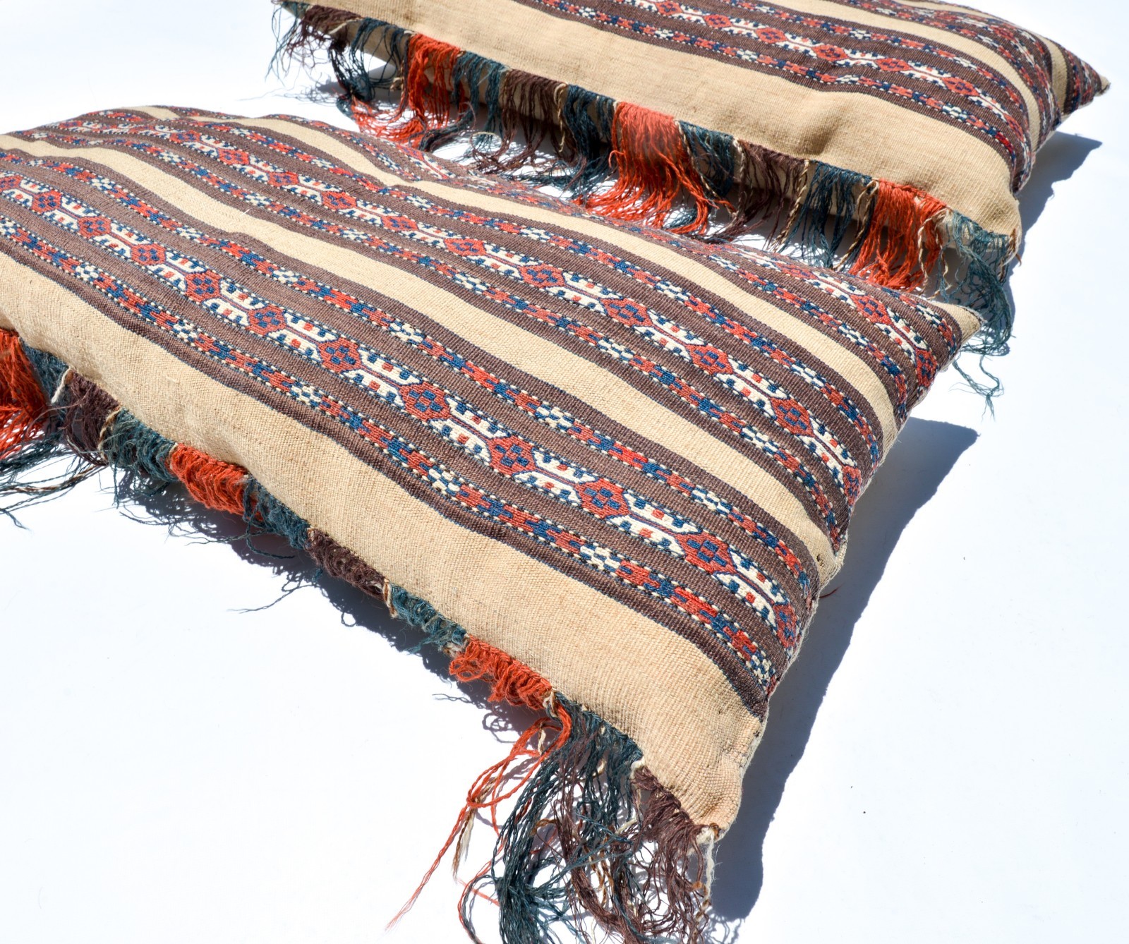 PAIR OF SUPERB ANTIQUE YOMUD CHUVAL PILLOWS TEKKE TURKMEN ERSARI RUG gallery