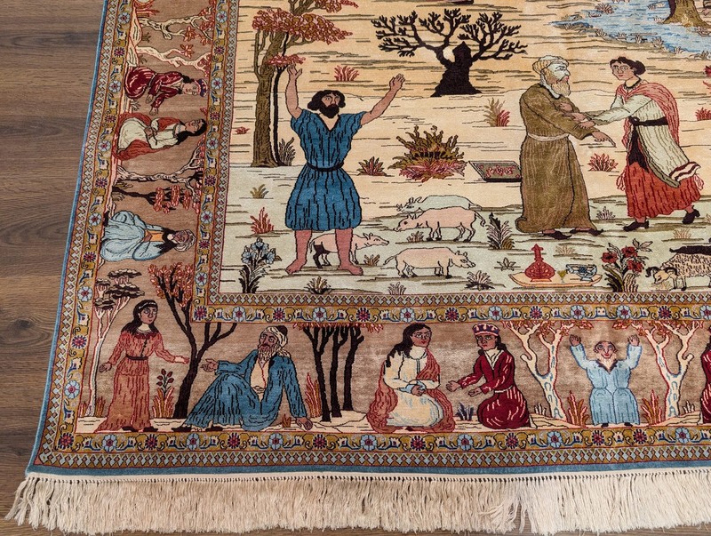 Sino Per'sian Silk Pictorial Rug 6x8, Very Fine 650 KPSI gallery