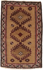 Vintage Khaki Tribal Geometric Oriental Wool Rug Farmhouse Carpet 2’4X3’8 ft
