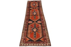 Vintage Oriental Runner 3’9” x 10’9” Blue Wool Traditional Hand-Knotted Area Rug