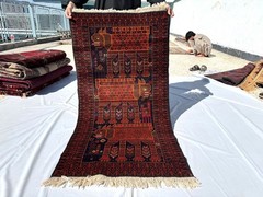 3×5 ft Afghan Hand Knotted Vintage Area Rug Baluchi Pictorial Animal Lion Carpet