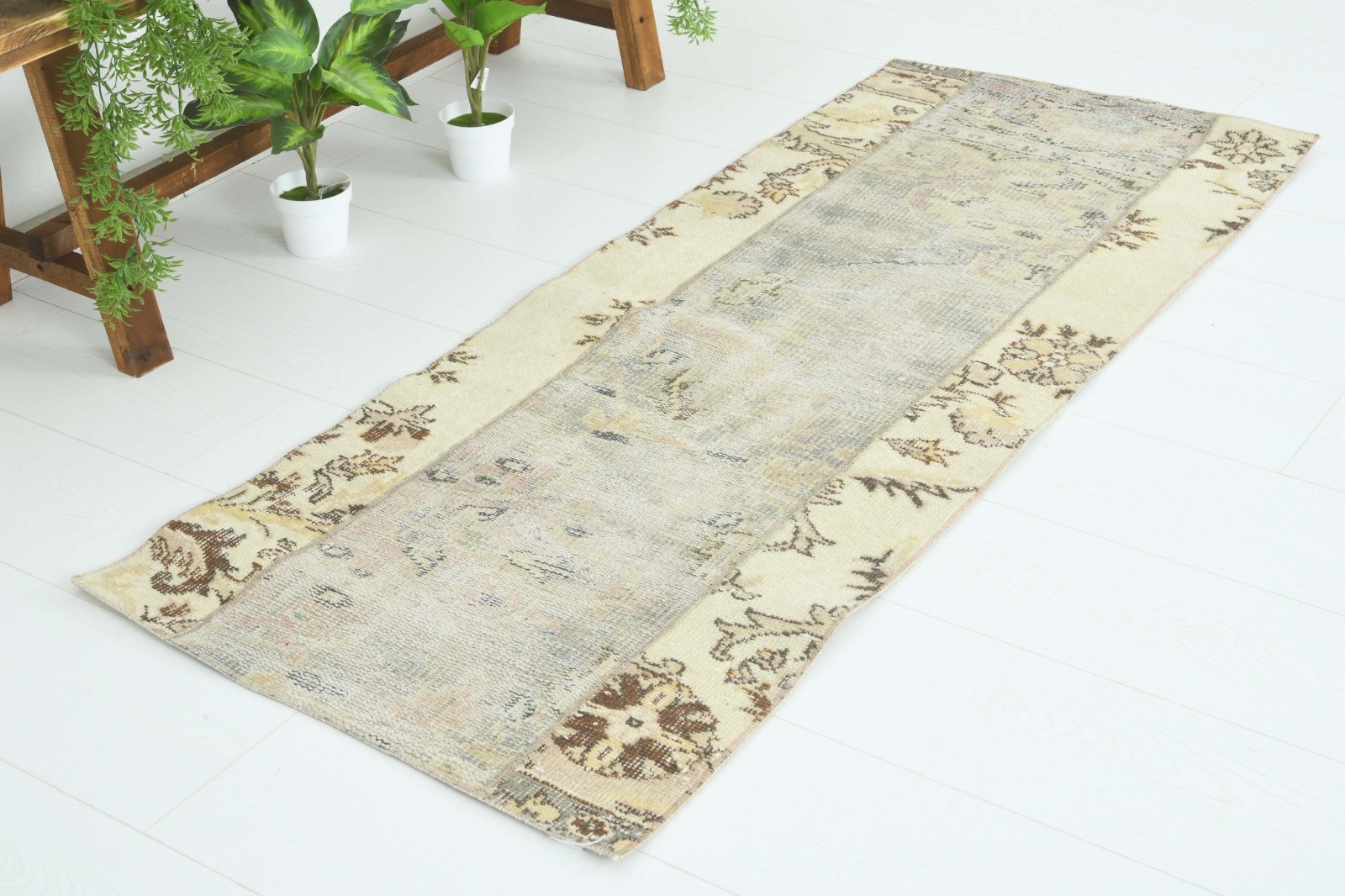 Turkish Small Runner Rug 2x5 Hand-Knotted Vintage Oushak Oriental Rug Carpet,716 gallery