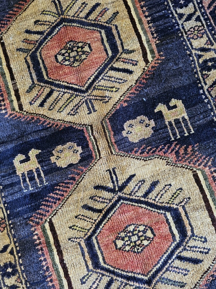 4.2 x 7.4 VINTAGE Top Quality Veg Dye Turkish Are Rug Hand Knotted One Of A Kind