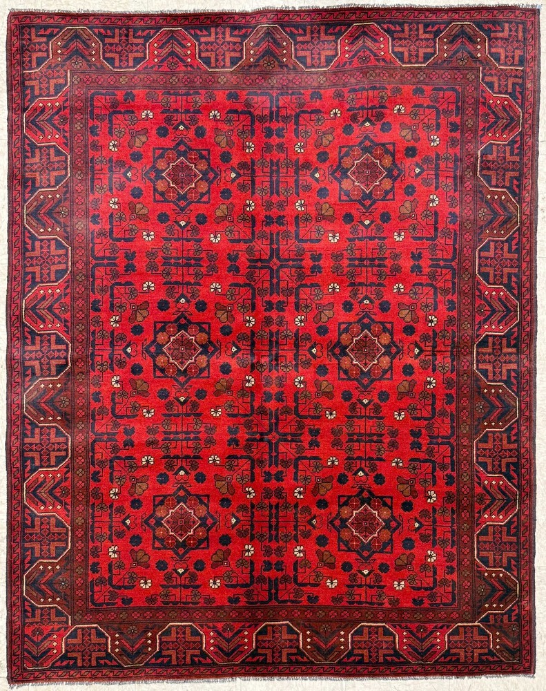 Handmade Wool Area Rug, 4x6 , Red & Black Rug, Oriental Rug