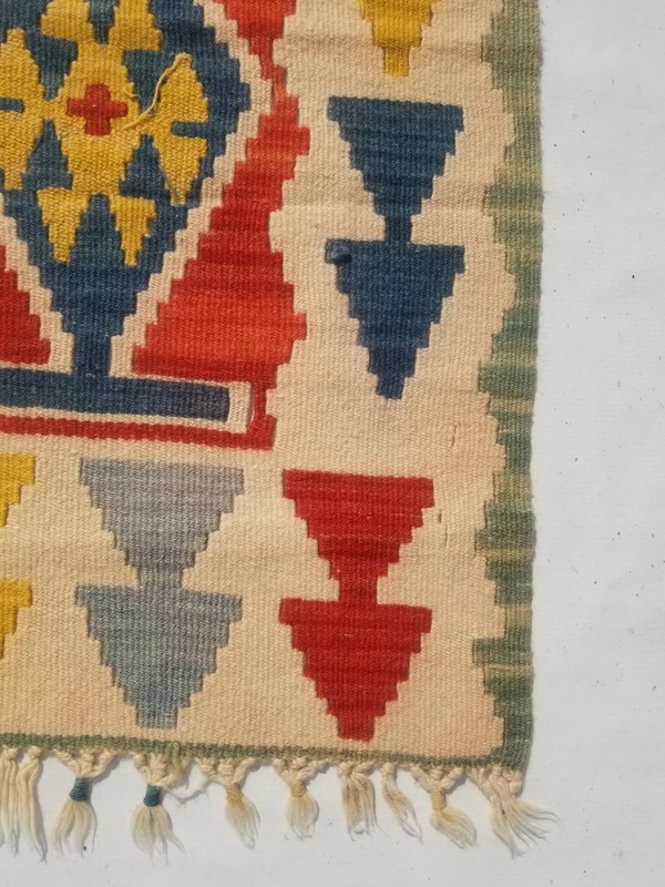 Distressed Vintage Traditional Handmade Turkish Wool Kilim Rug 5.8x1.11ft gallery