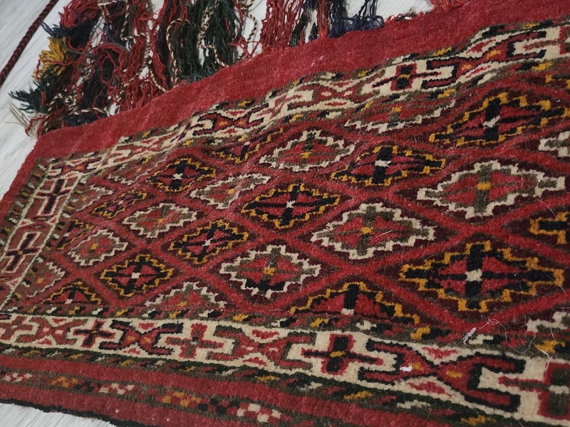 ANTIQUE 1900s EXTREMELY RARE Yamut Asmalyk WOOL Tribal Central Turkmen Handmade gallery