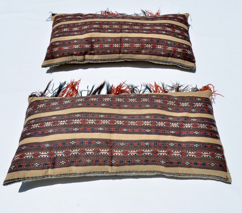 PAIR OF SUPERB ANTIQUE YOMUD CHUVAL PILLOWS TEKKE TURKMEN ERSARI RUG gallery