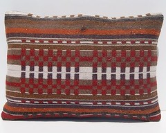 20″x14″ RUG PILLOW COVER TURKISH WOOL RECTANGLE HANDWOVEN BROWN AREA RUGS 20+