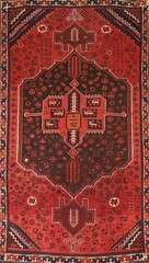 Geometric Red Wool Area Rug 5×9 Hand-knotted Tribal Traditional Room Size Carpet