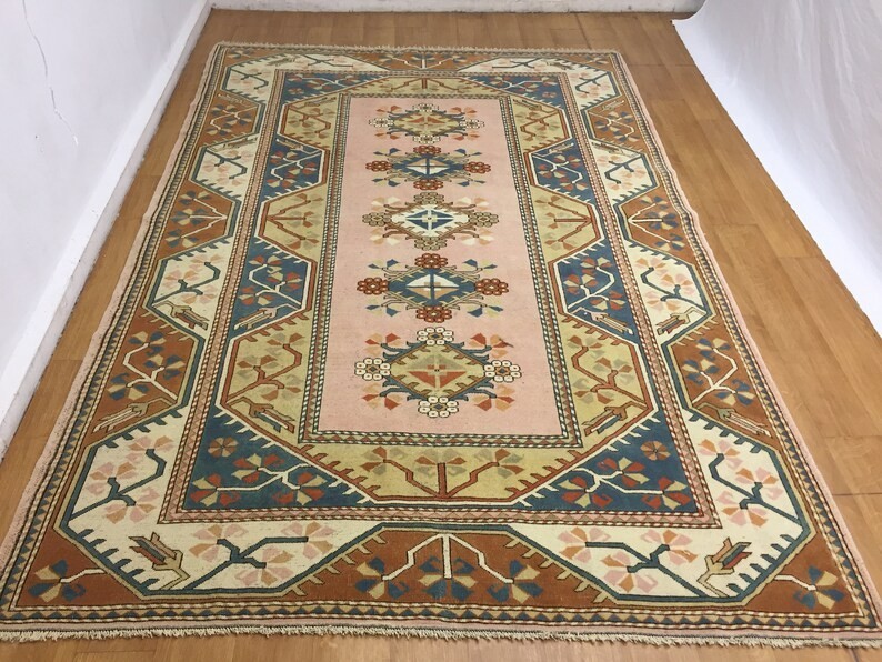 Handmade Turkish Kilim Rug 7x11 ft Vintage Anatolian Geometric Wool Carpet
