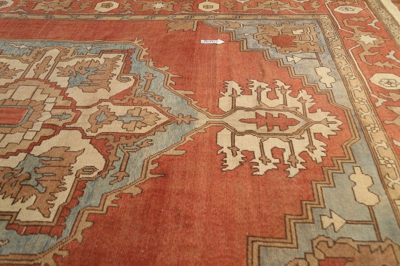 Antique Geometric Oushak Turkish Rug 11x16 Palace Size Hand-knotted Wool Carpet gallery
