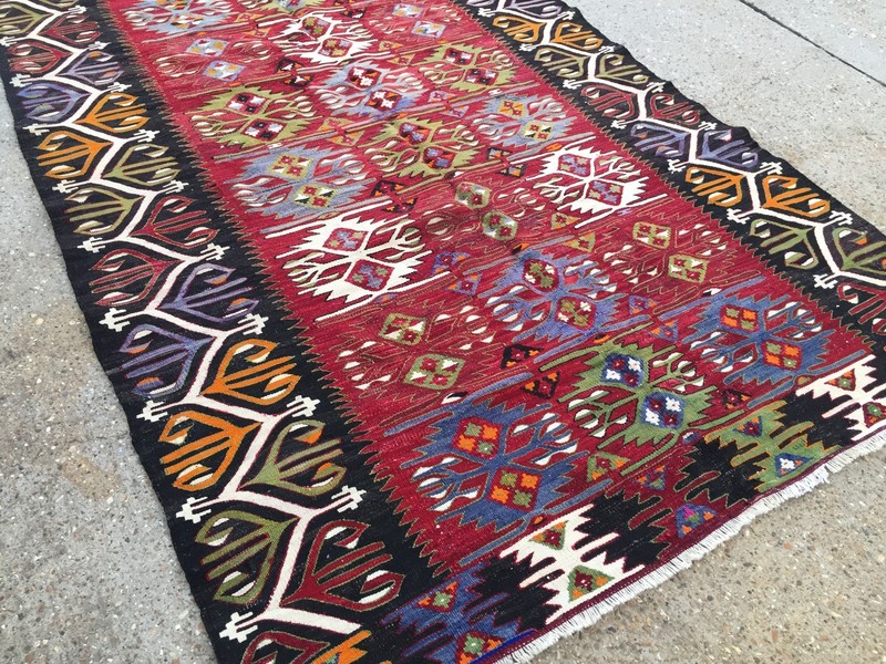 Vintage Turkish Kilim Kelim Rug 310x157 cm shabby chic wool, country home, boho gallery