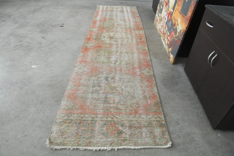 3x11 ft, turkish rug runner, hand-knotted vintage runner, oushak runner rug, 215 gallery