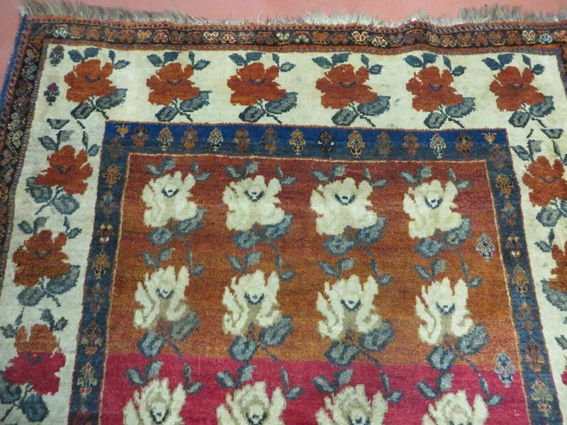 4' X 5' Semi Antique Handmade Fine Turkish Flowers Bouquet Wool Rug Nice gallery