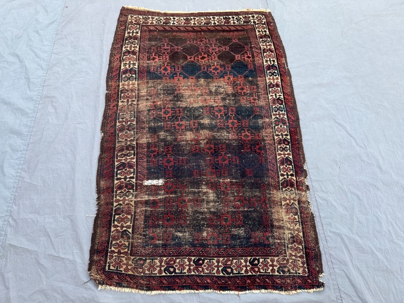 1800s Semi-Antique Rare Rug, Hand-Knotted, Geometric Soft Wool Nomadic Area Rug gallery