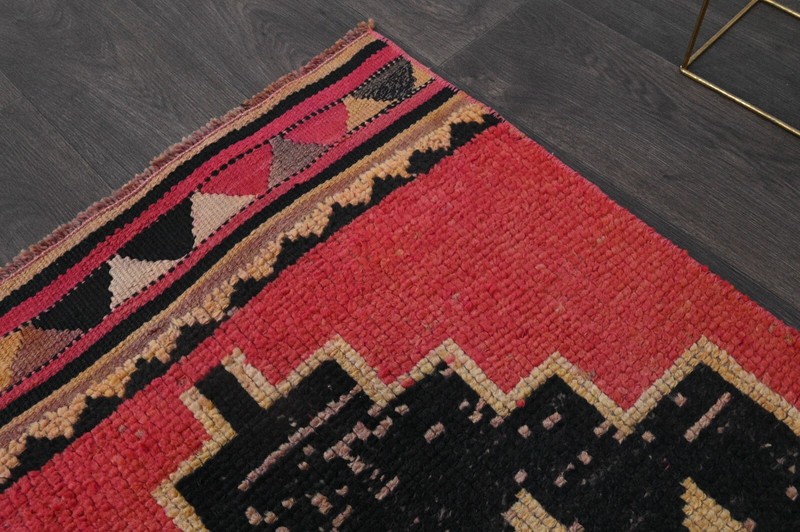 Vintage Turkish Runner Rug 2x10ft PINK Handmade Anatolian Oushak Hallway Wool gallery