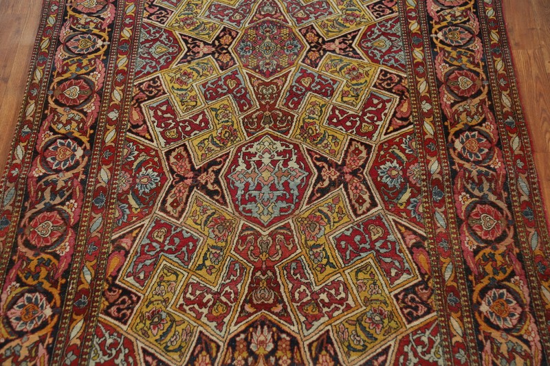 Pre-1900 Antique Kirman Ravar Vegetable Dye Wool Hand-made Rug Area Carpet 4x7 gallery