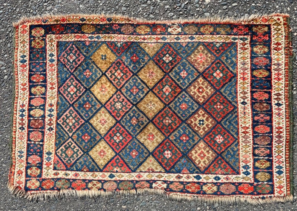 Antique Jaff Kurd Bag Face Hand Knotted 100% Wool Tribal Rug 2' x 4'