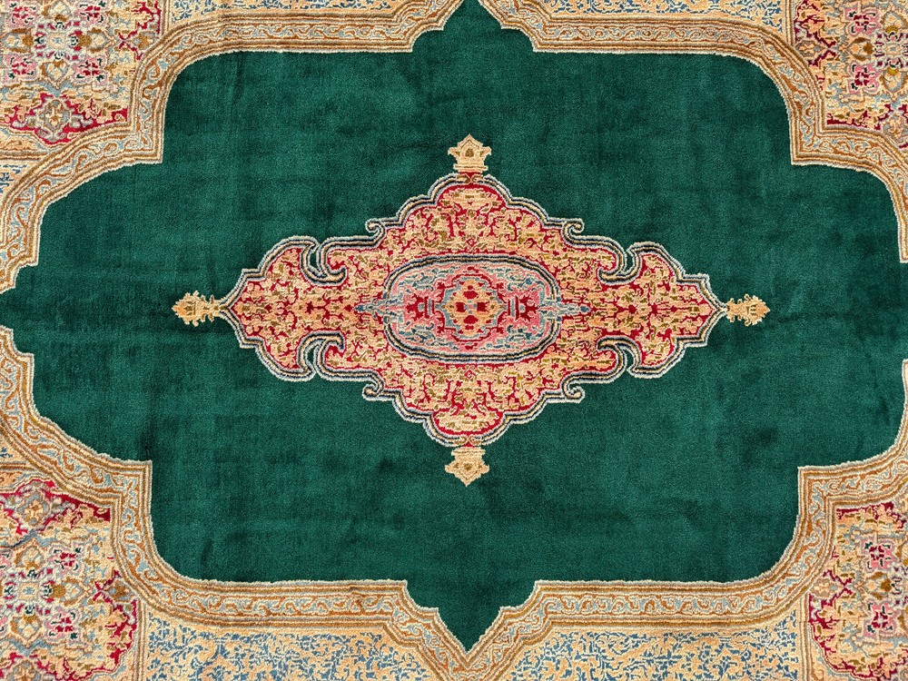 10x14 GREEN ANTIQUE RUG ORIENTAL HANDMADE VINTAGE hand-knotted fine emerald big