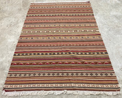 Vintage Handmade Traditional Turkish Striped Wool Kilim Rug 207×141 cm