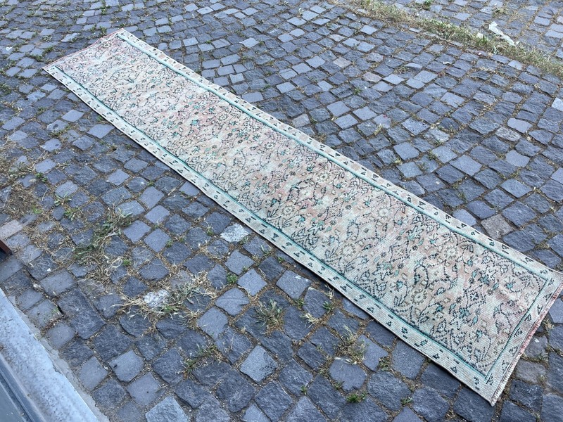 Bohemian Runner Rug, Turkish Vintage Rug, Handmade Wool Rug, 2,0 x 10, ft gallery