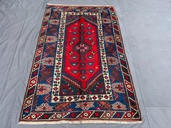 4’1×6’5 ft Vintag Caucasian Tribal Diamond Medallion Handknotted Wool Rug