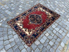 Bohemian Area Rug Handmade Wool Rug Turkish Vintage Traditional Rug 3,2 x 4,6 ft
