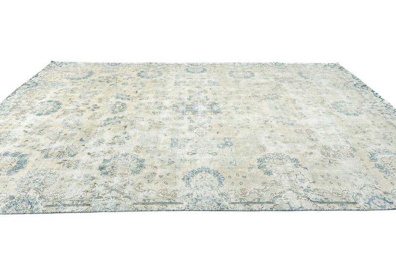 Muted Beige Floral Distressed Oriental Rug 7'5X11 ft Vintage Farmhouse Carpet gallery