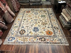 Genuine Hand Knotted Turkish Oushak Heriz Geometric Area Rug Carpet 9’2×11’9”,65
