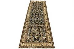 Vintage Anatolia Runner 3’4” x 9’3” Blue Wool Tribal Hand-Knotted Oriental Rug