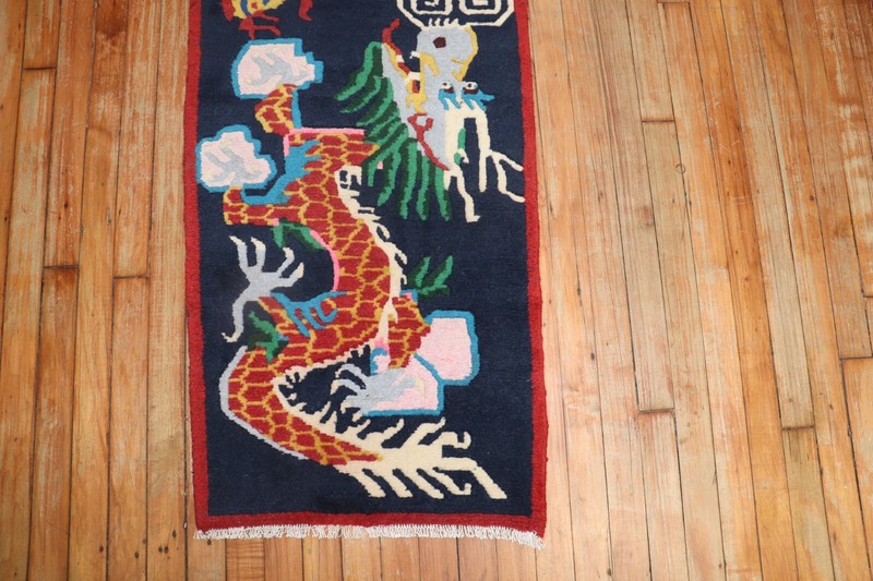 Vintage Tibetan Dragon Rug Size 2'x6'3'' gallery