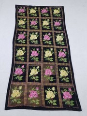 Vintage French Needle Point Handmade Floral Multicolor Wool Rug Carpet 198x104cm