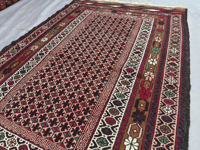 3'9x6'1 ft Afghan Sumak Kilim Rug Hand Woven Wool Tribal Oriental kitchen Rug gallery