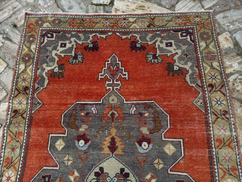 Hand-Knotted Vintage Area Rug 4x8 Pale Orange Wool Traditional Carpet Anatolian gallery