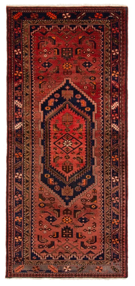 Vintage 3'7" x 7'3" Traditional Hand Knotted Vegetable Dye Wool Area Rug