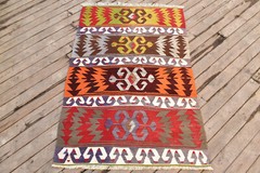 Kilim Rug 36”x58” Handwoven Rug 92x150cm Vintage Tribal Natural Wool 3×4 Rug